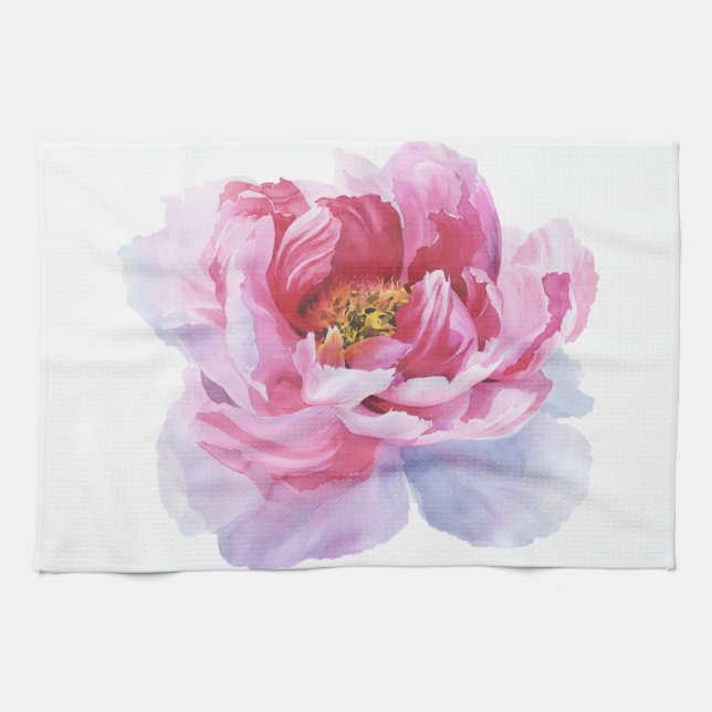 Rosa Watercolor Peony Kitchen Towels Kökshandduk (Horisontell)