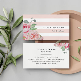 Rosa Watercolor Peony & Rand Visitkort