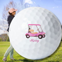 Rosa Watercolor Personlig Golf Cart Golf Bollar