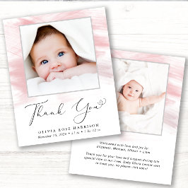 Rosa Watercolor Photo Girl Birth Notice