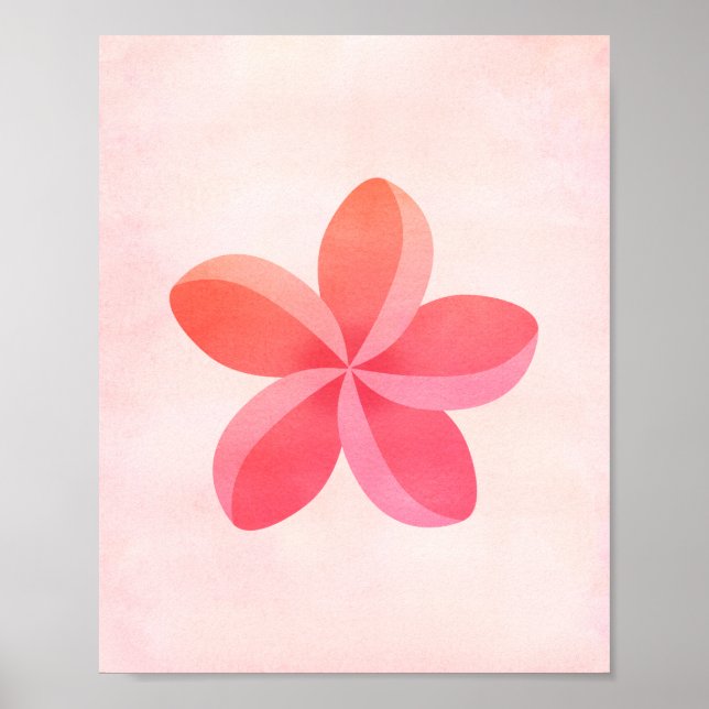 Rosa Watercolor Plumeria Flower Art Poster (Framsidan)