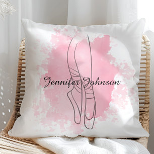 Rosa Watercolor Pointe Shoes Kudde
