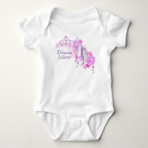 Rosa Watercolor Princess Krona och Ballet Tofflor Tee