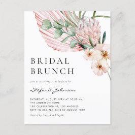 Rosa Watercolor Protea Tropical Möhippa Brunch Inbjudan Vykort