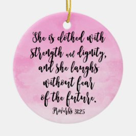 Rosa Watercolor Proverbs 31 Christian Womens Bible Julgransprydnad Keramik