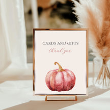 Rosa Watercolor Pumpkin Baby Shower Tabletop Sign