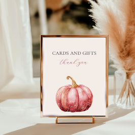 Rosa Watercolor Pumpkin Baby Shower Tabletop Sign Poster