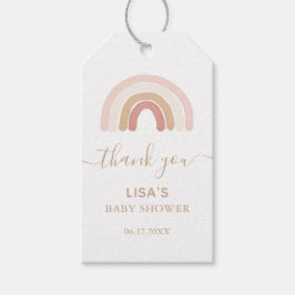 Rosa Watercolor Rainbow Baby Shower Presentetikett