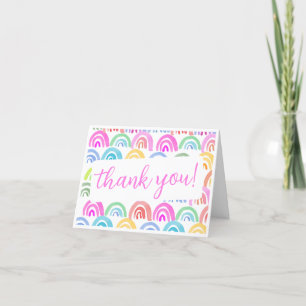 Rosa Watercolor Rainbow Foldigt tackkort