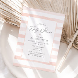 Rosa Watercolor Rand Girl Baby Shower Inbjudningar