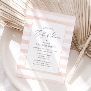 Rosa Watercolor Rand Girl Baby Shower Inbjudningar