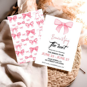 Rosa Watercolor Ribbon Bachelorette Party Inbjudningar