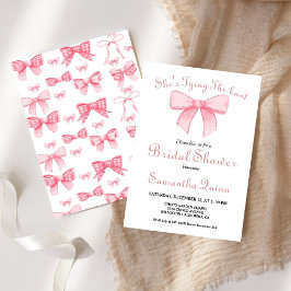 Rosa Watercolor Ribbon Möhippa Party Inbjudningar