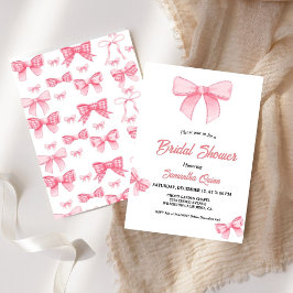 Rosa Watercolor Ribbon Möhippa Party Inbjudningar