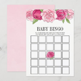 Rosa Watercolor Ro Baby Shower Bingo Game Card Inbjudningar