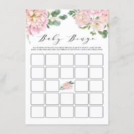 Rosa Watercolor Ro Baby Shower Bingo Game Tilläggskort