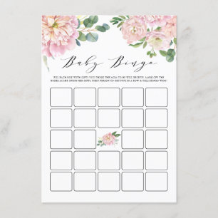 Rosa Watercolor Ro Baby Shower Bingo Game Tilläggskort