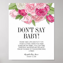 Rosa Watercolor Ro Baby Shower Game Poster
