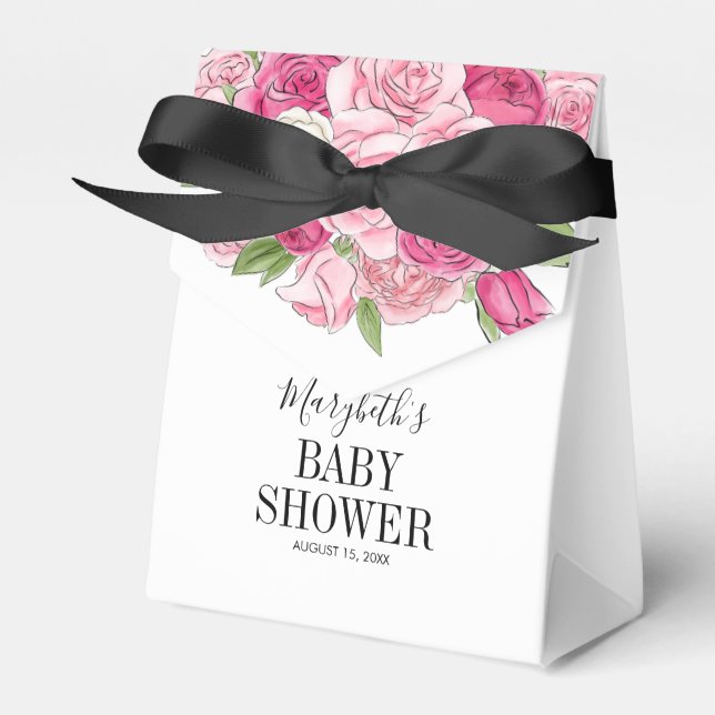 Rosa Watercolor Ro Baby Shower Presentaskar (Framsidan Sidan)