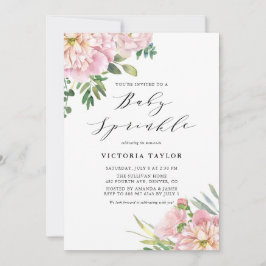  Rosa Watercolor Ro Blommigt Baby Sprinkle Inbjudningar