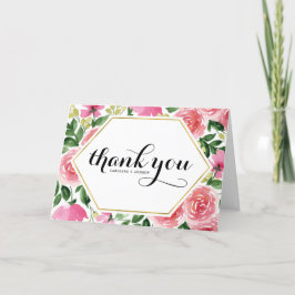 Rosa Watercolor Ro Blommigt Bröllop Tack Kort