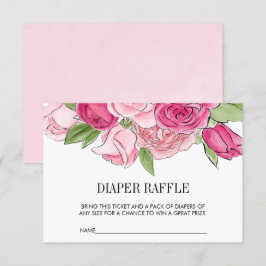Rosa Watercolor Ro Diaper Raffle Biljett Inbjudningar