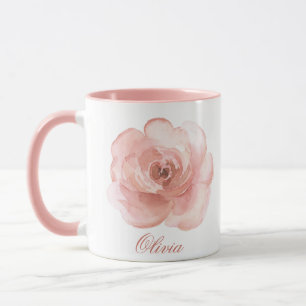 Rosa Watercolor Ro Elegant Namn Girly Mugg