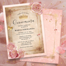 Rosa Watercolor Ro Guld Quinceanera