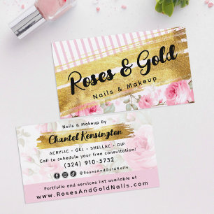 Rosa Watercolor Ro & Guld Shabby chic Visitkort