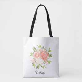 Rosa Watercolor Ro Namn Tote Bag Tygkasse