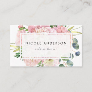 Rosa Watercolor Ro och Hydrangeas Visitkort