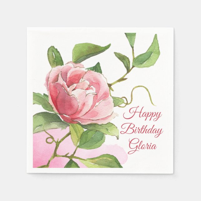 Rosa Watercolor Ro Pappersservett (Framsidan)