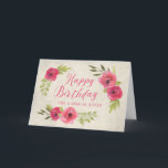 Rosa Watercolor Ro Sister Birthday Card Kort<br><div class="desc">Söt och tankeväckande hälsningskort för systerfödelsedag med vintage rosa vattencolor ro och handskrivna stil-texter.</div>