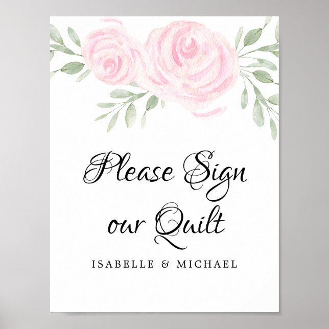 Rosa Watercolor Ro undertecknar vår Quilt Poster (Framsidan)