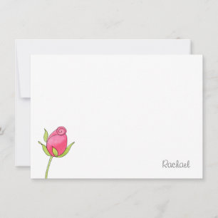 Rosa Watercolor Rosenknopp Note Card Anteckningskort