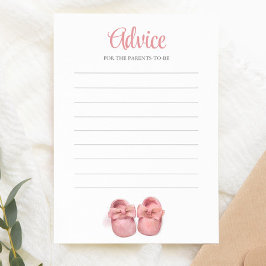 Rosa Watercolor Shoes Girl Baby Shower Advice Card Inbjudningar