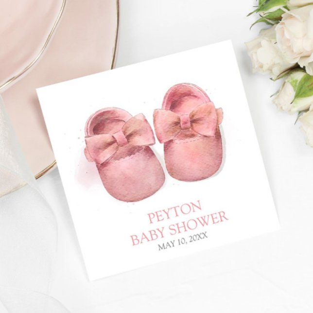 Rosa Watercolor Shower Baby Shower Pappersservett (Skapare uppladdad)