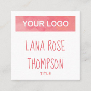 Rosa Watercolor Social Media Icons och din Logotyp Fyrkantigt Visitkort