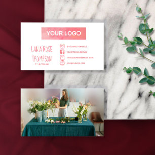 Rosa Watercolor Social Media Logotyp & Foto Visitkort