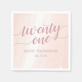 Rosa Watercolor Stänk 21:a födelsedag Pappersservett