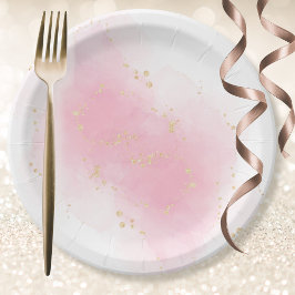 Rosa Watercolor Stänk Guld Gnistra Glitter Simple