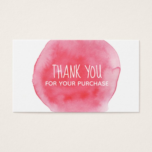Rosa Watercolor Stänk Tack Visitkort (Framsidan)