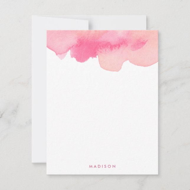 Rosa Watercolor Stänk Tackkort Inbjudningar (Framsida)