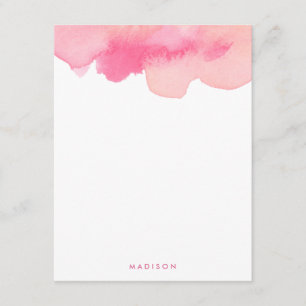 Rosa Watercolor Stänk Tackkort Inbjudningar