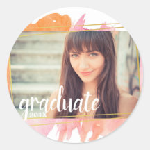 Rosa Watercolor Studenten Photo Stickers