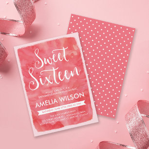 Rosa Watercolor Sweet 16 Birthday Call Inbjudningar