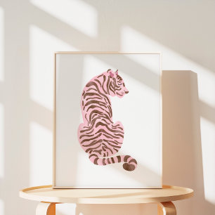Rosa Watercolor Tiger Art Poster