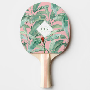 Rosa Watercolor Tropical Banana Löv Monogrammed Pingisracket