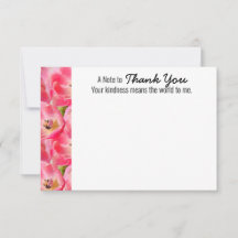 Rosa Watercolor Tulip Tack - platta kort