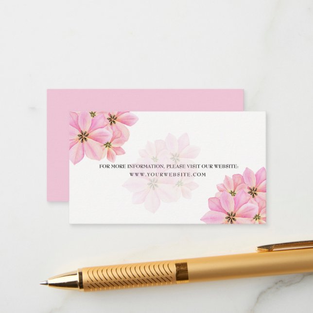 Rosa Watercolor Tulips Bröllop-höljeskort Tilläggskort (Fram/Back In Situ)